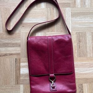 Lauren by Ralph Lauren Leather Crossbody Bag in Deep Red